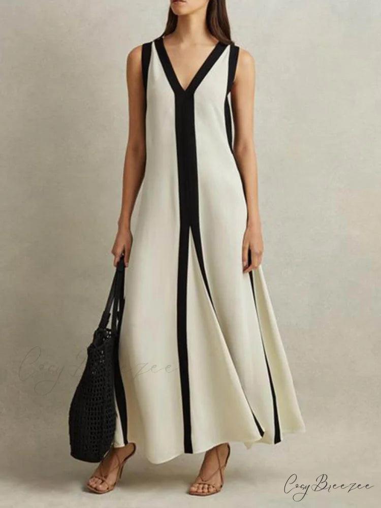 Reversible Style Colorblock Charming A-Line Maxi Dress
