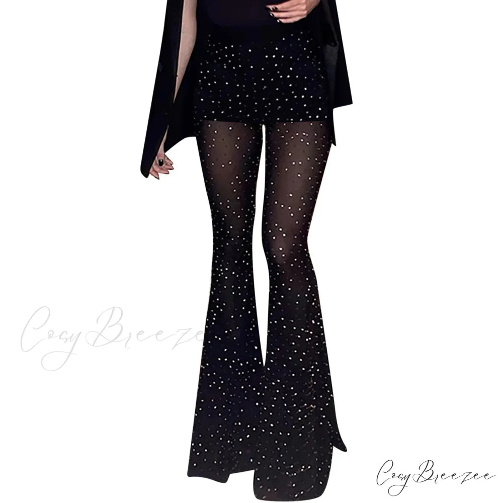 Rhinestone Bootcut Streetwear Pants pants-241228