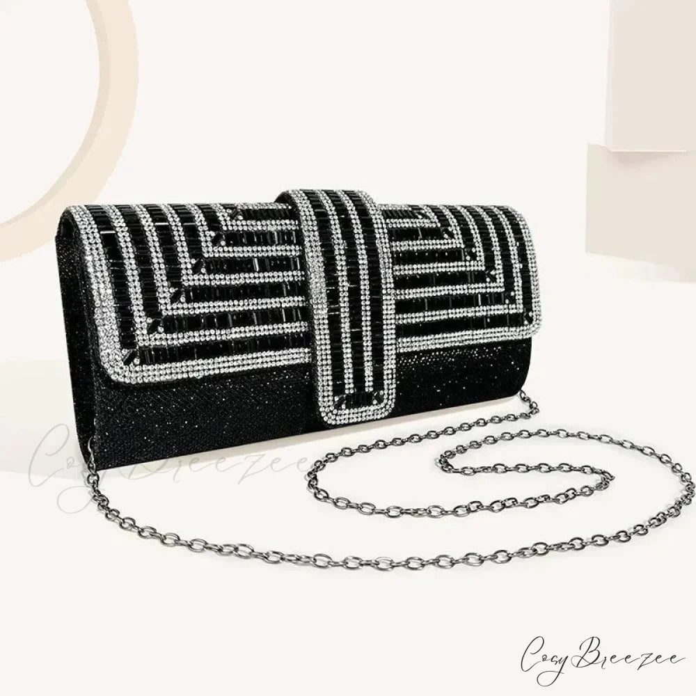 Rhinestone Glitter Evening Clutch Wristlet (20cm / Black wristlet-250126