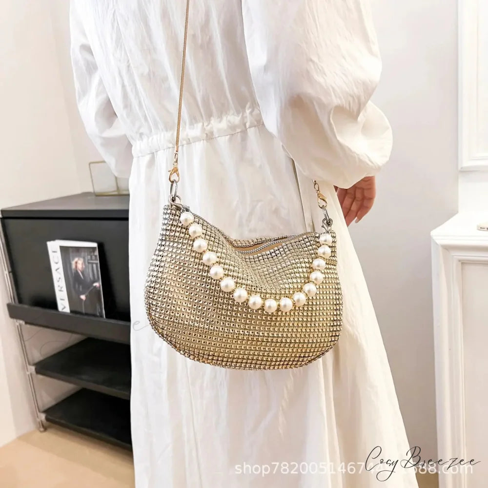Rhinestone Pearl Evening Tote clutchbag-250126