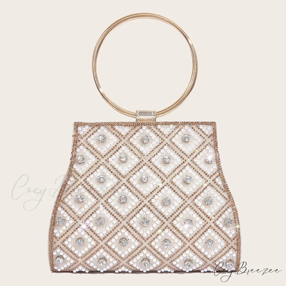 Rhinestone PU Leather Party Wedding Fashion Clutch Bag Gold clutchbag-250126