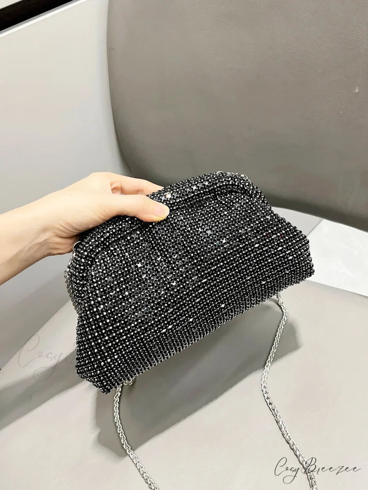 Rhinestones Designer Clutch Evening Bag Black clutchbag-250126