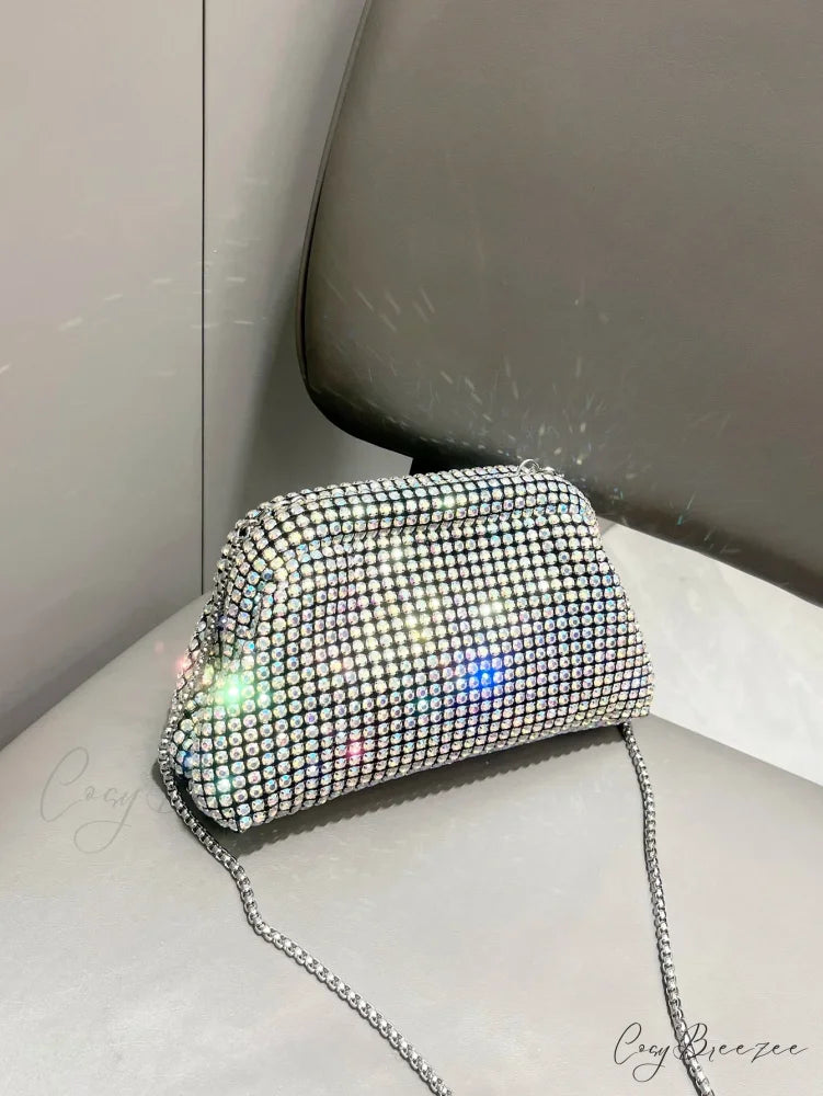 Rhinestones Designer Clutch Evening Bag Silver AB clutchbag-250126