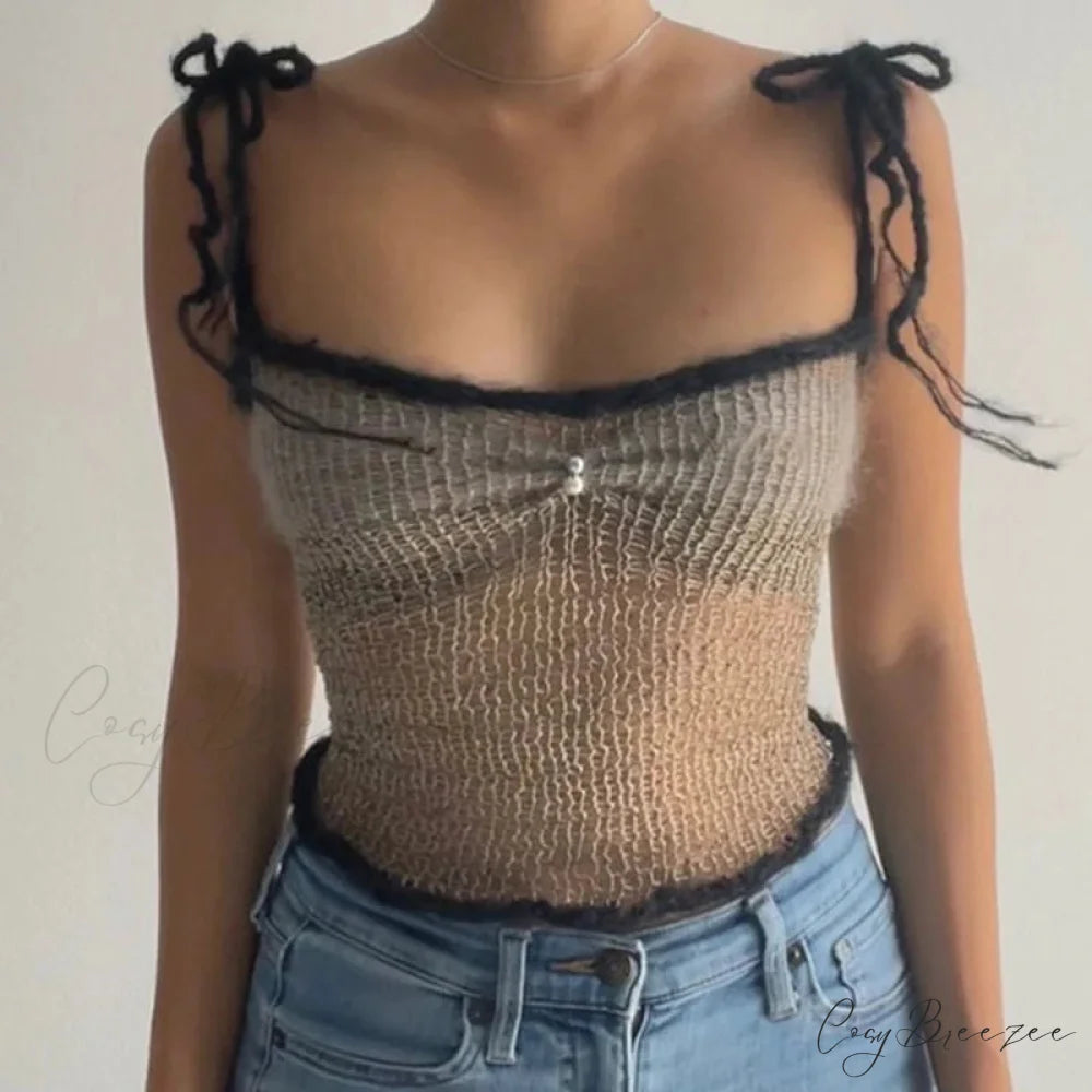 Rib Knit Cutout Slim Crop Top GRAY / S croptop-250223