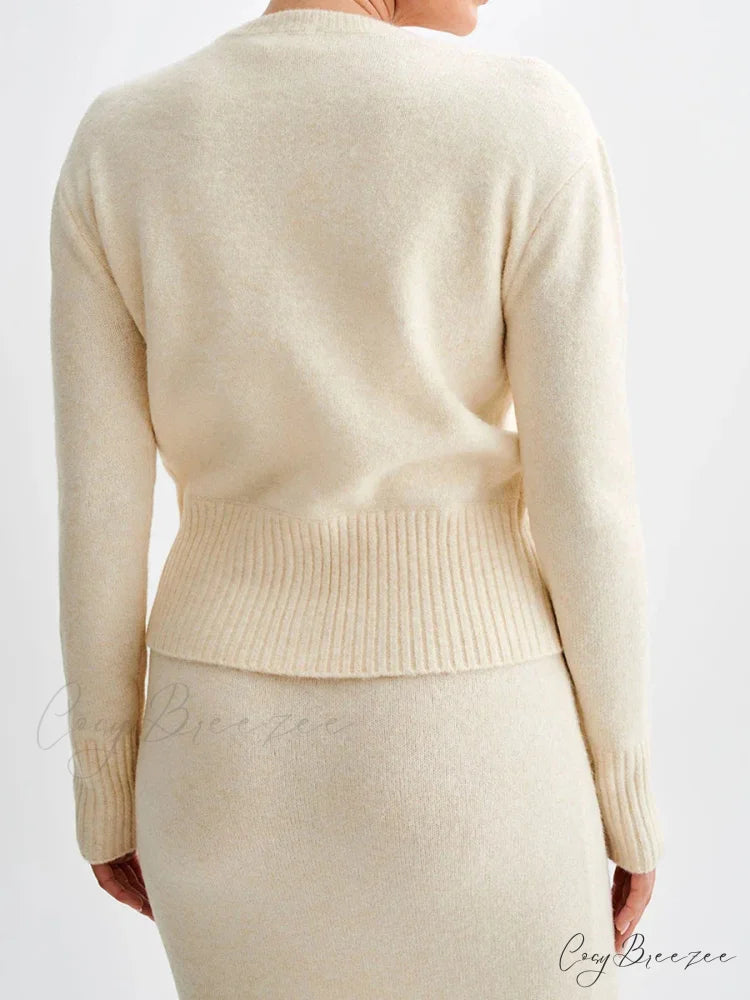 Ribbed Full Sleeve Button Cardigan cardigans-241228