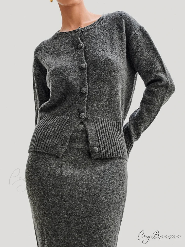 Ribbed Full Sleeve Button Cardigan cardigans-241228