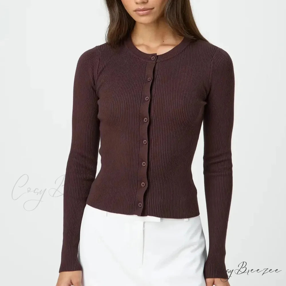 Ribbed Slim Button-Up Full Sleeve Cardigan cardigans-241228
