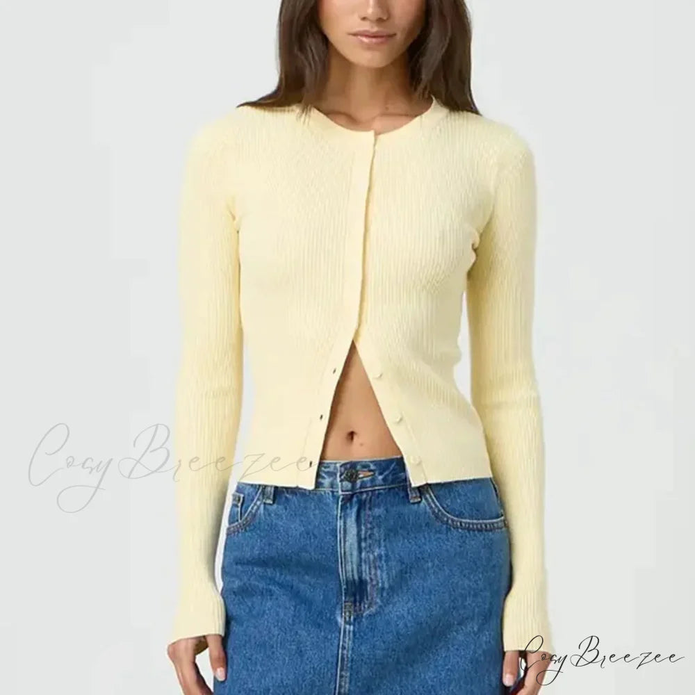 Ribbed Slim Button-Up Full Sleeve Cardigan cardigans-241228