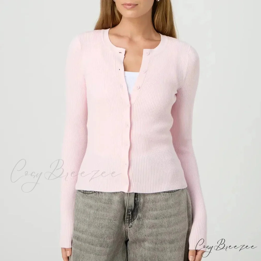 Ribbed Slim Button-Up Full Sleeve Cardigan cardigans-241228