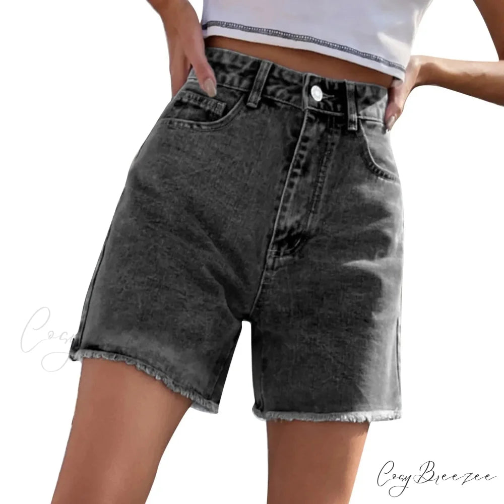 Ripped Hole Hem Denim Hotpants Shorts blue7 / S short-250223