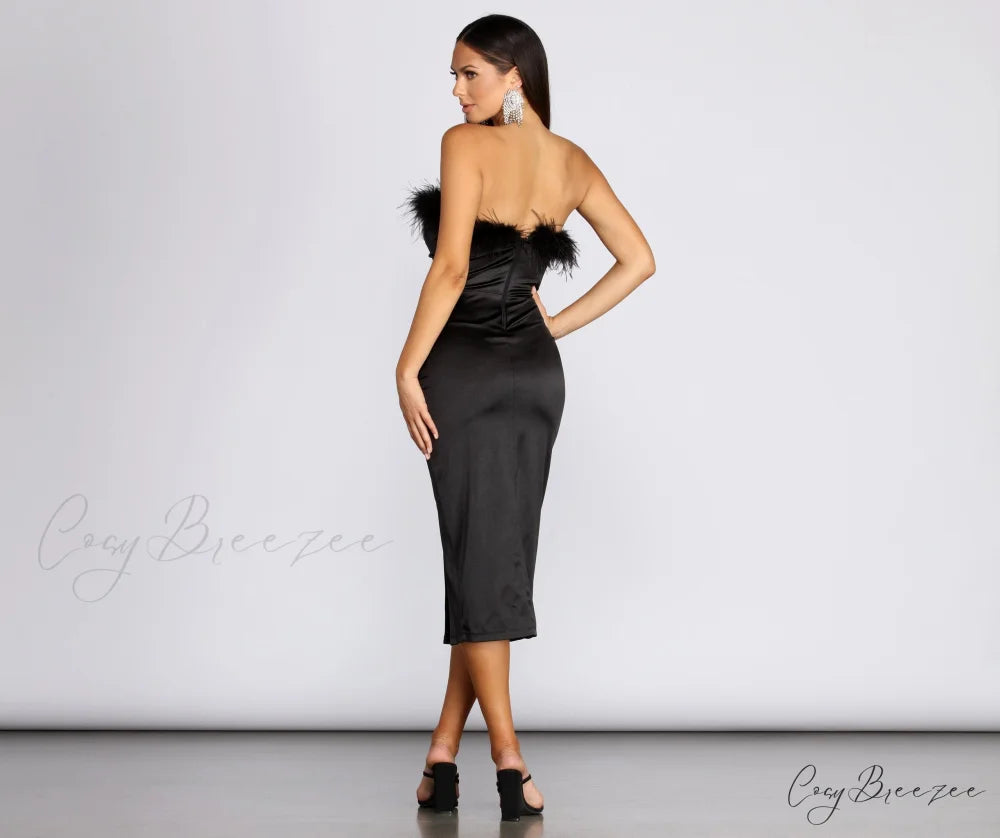 Robin Formal Stylish Satin Midi Dress