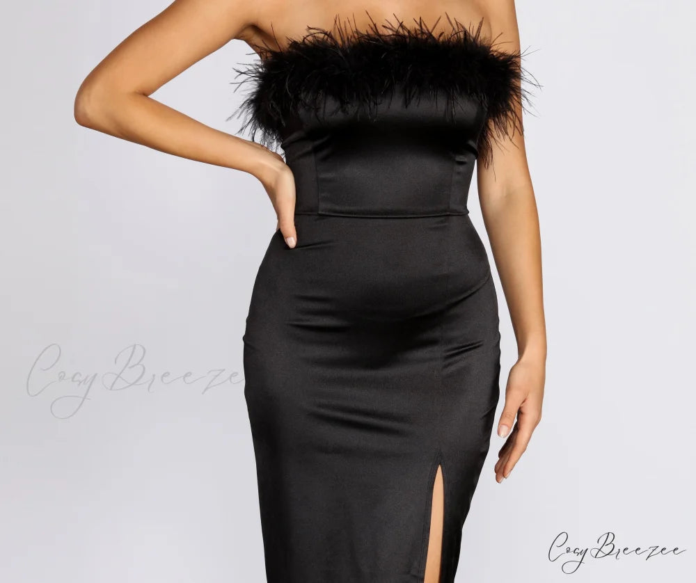 Robin Formal Stylish Satin Midi Dress