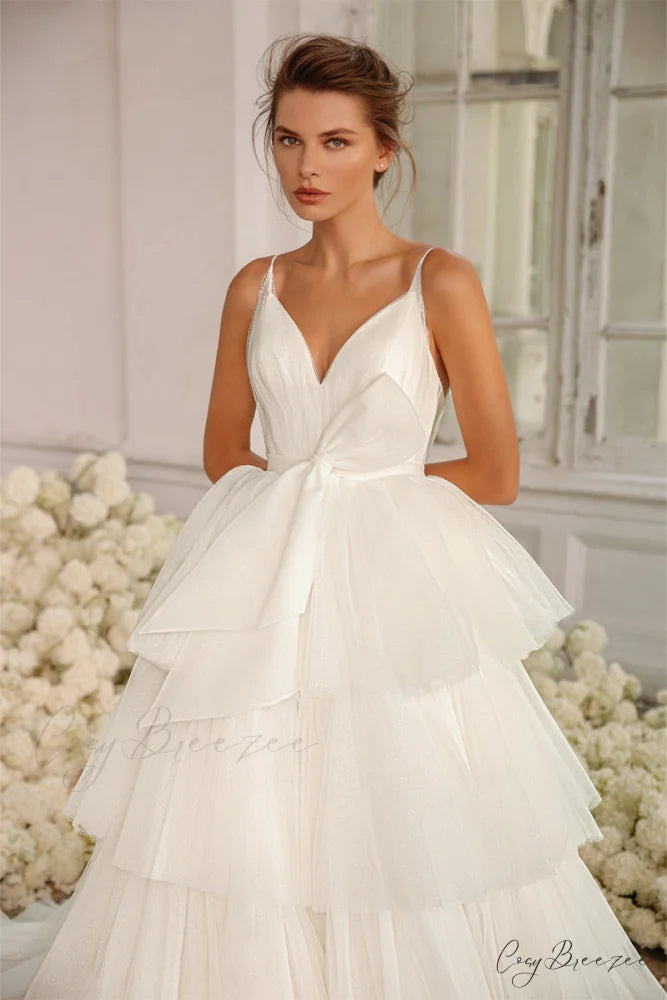 Romantic Glam Ivory Trendy Tulle Tiered Maxi Dress