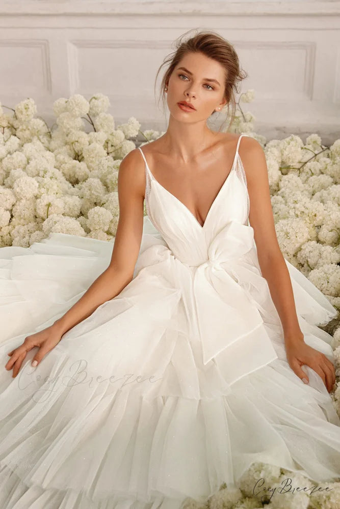 Romantic Glam Ivory Trendy Tulle Tiered Maxi Dress