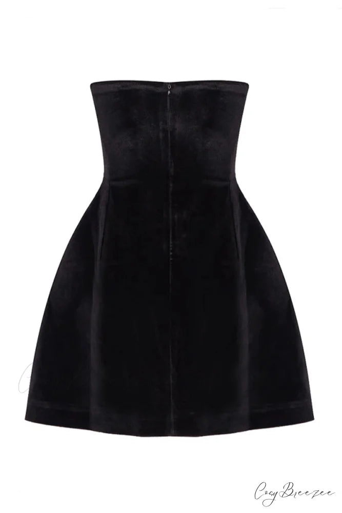Romantic Vibe Strapless Trendy Black Mini Dress