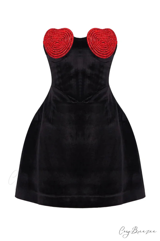 Romantic Vibe Strapless Trendy Black Mini Dress