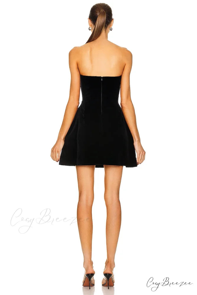 Romantic Vibe Strapless Trendy Black Mini Dress