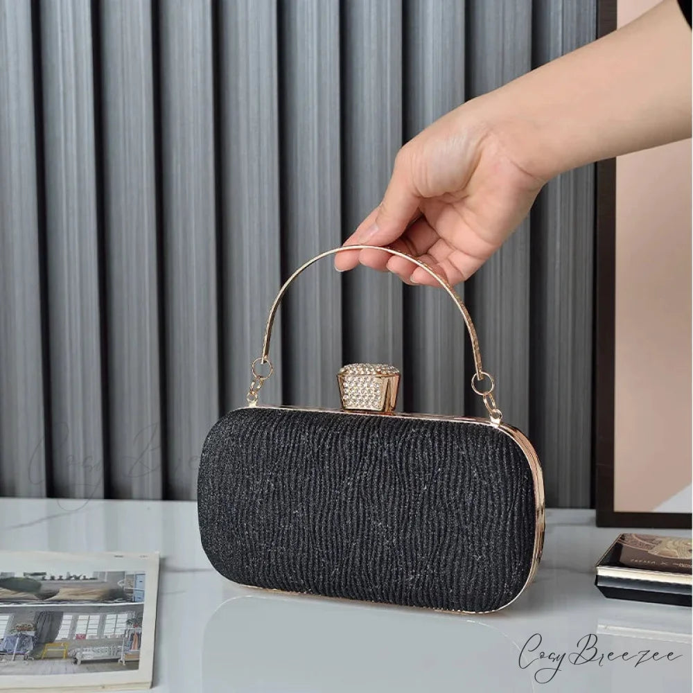 Rose Gold Sequin Evening Clutch Black clutchbag-250126