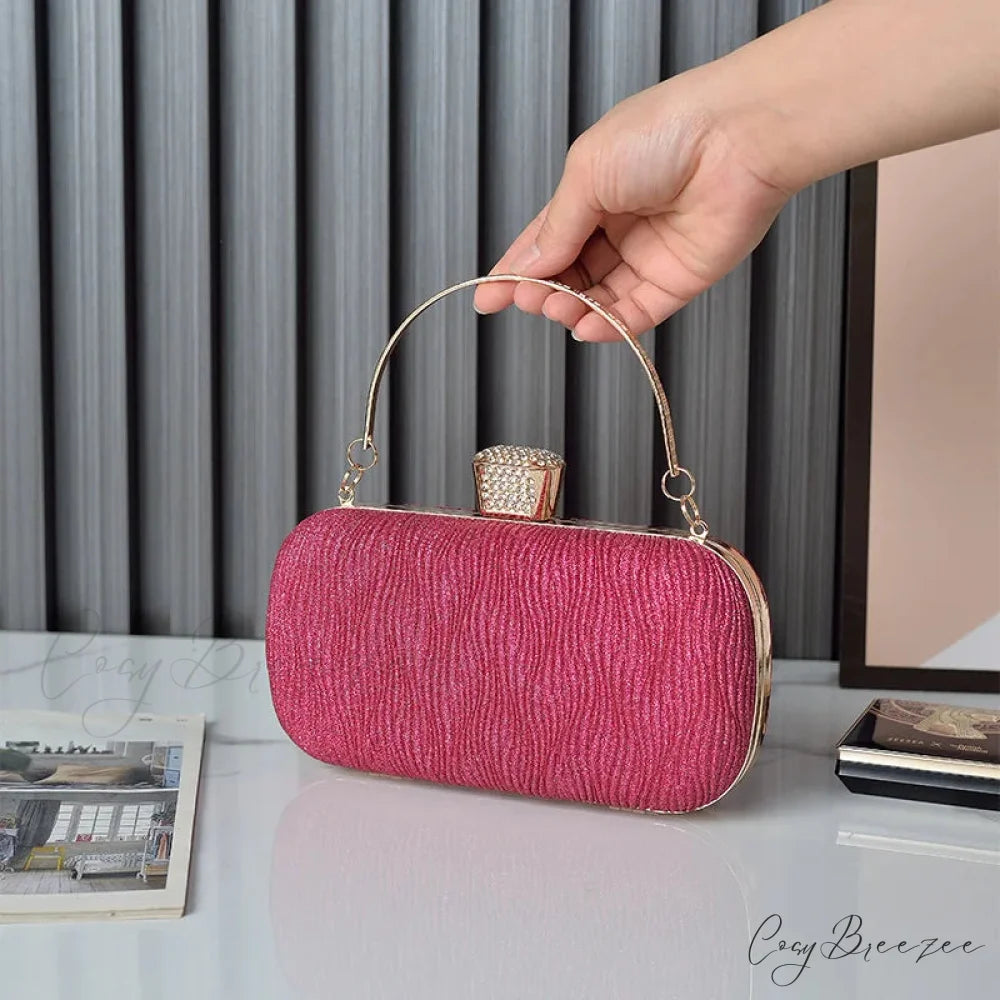 Rose Gold Sequin Evening Clutch rose red clutchbag-250126