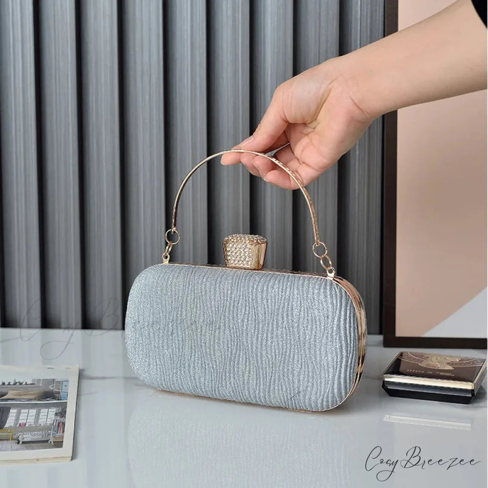 Rose Gold Sequin Evening Clutch silver clutchbag-250126