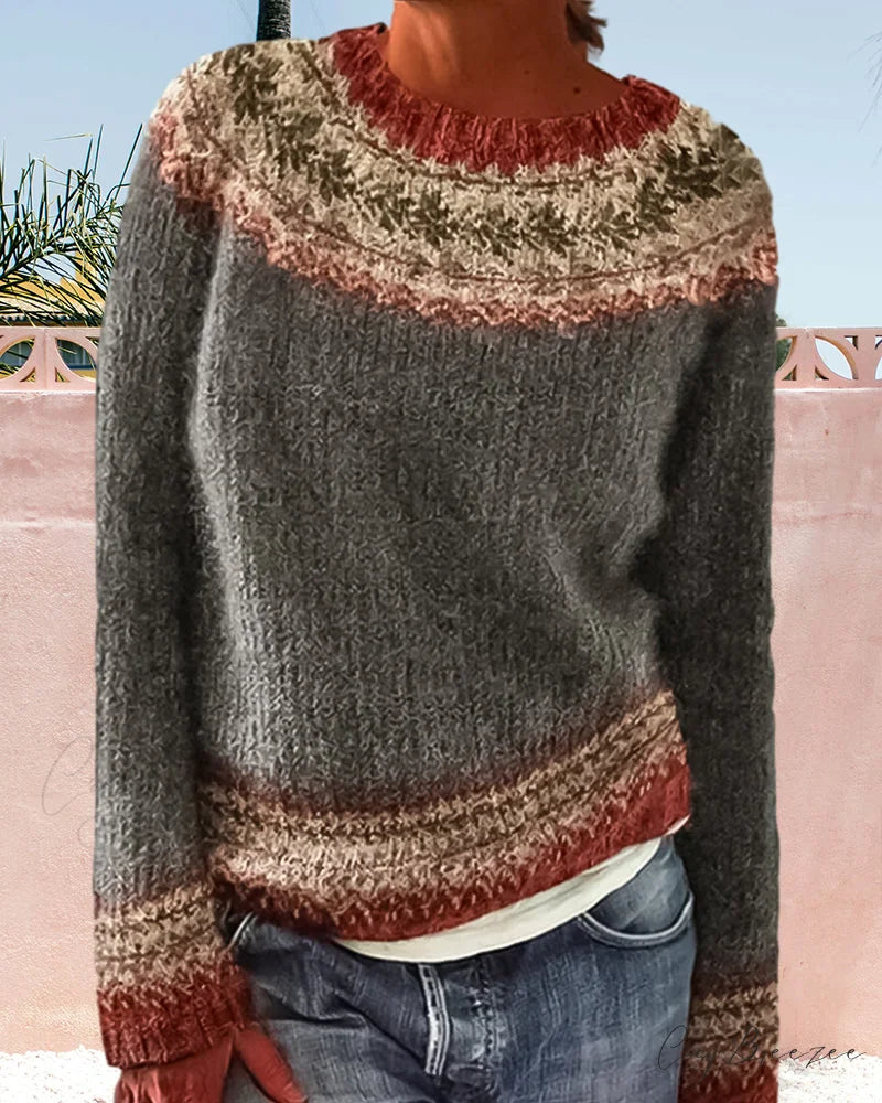 Round Colorblocked with Neck Sweater Design