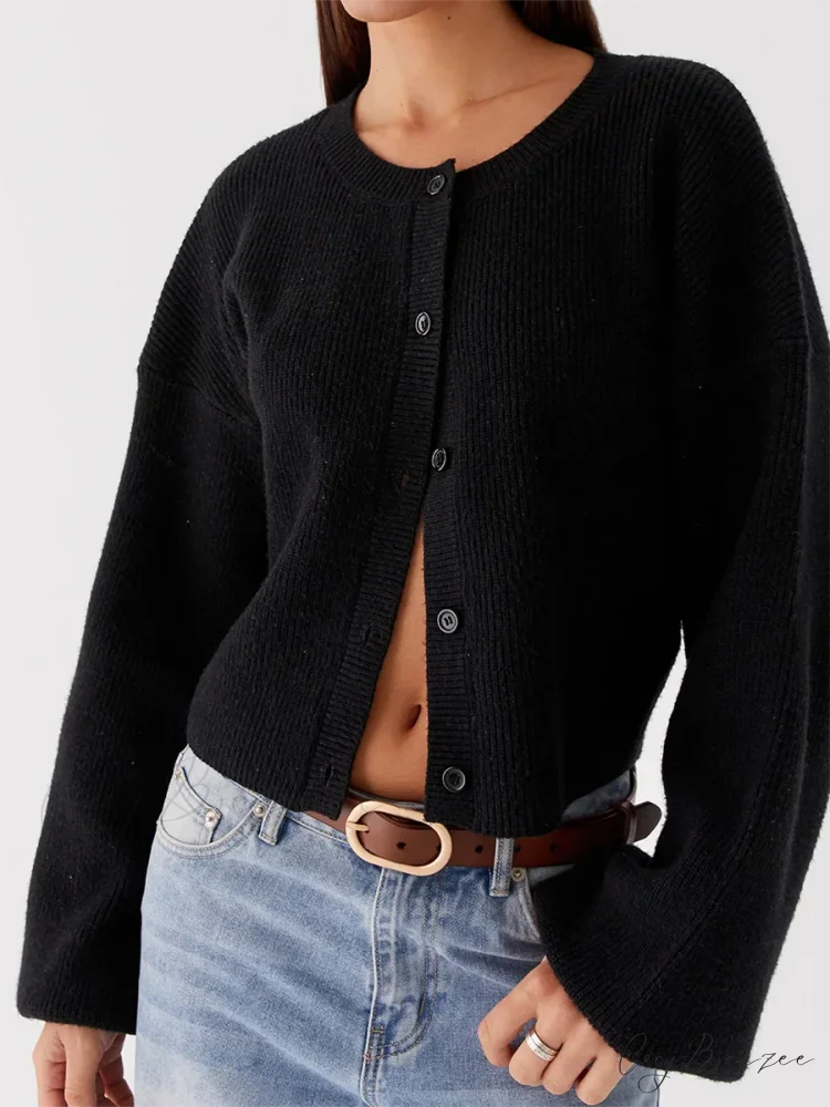 Round Neck Button-Down Full Sleeve Cardigan cardigans-241228