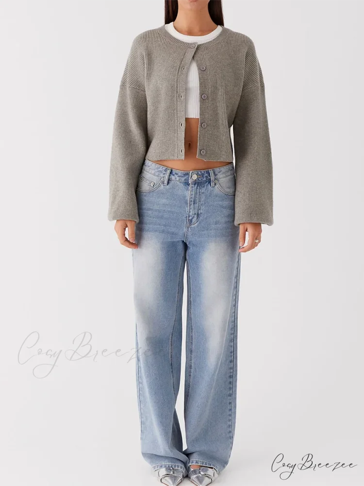 Round Neck Button-Down Full Sleeve Cardigan cardigans-241228