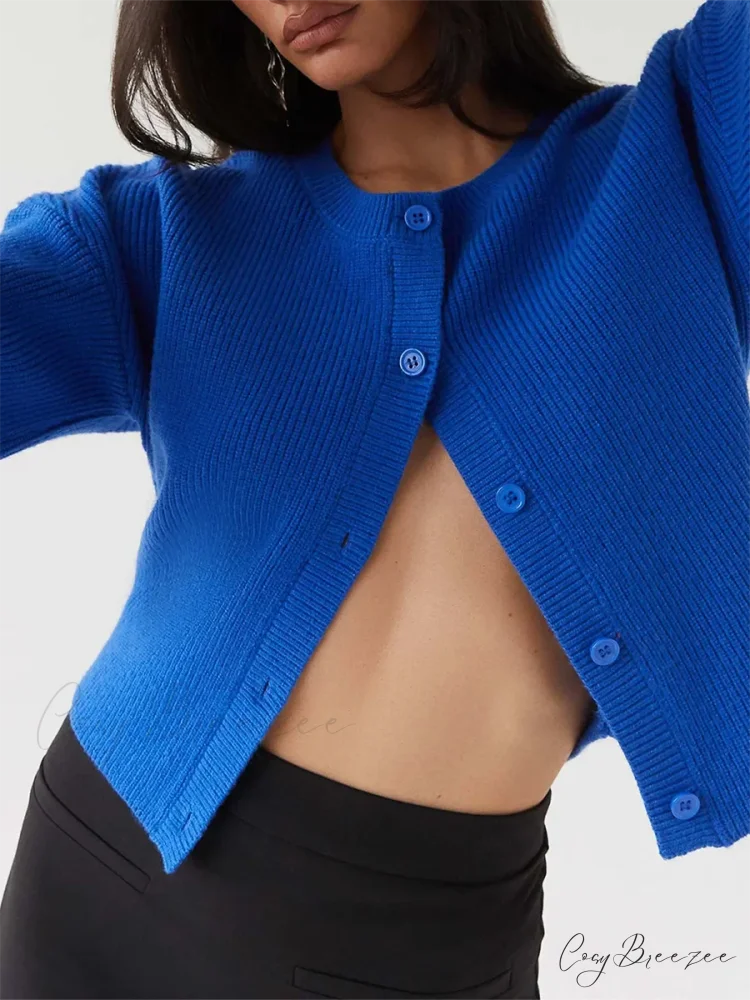 Round Neck Button-Down Full Sleeve Cardigan cardigans-241228