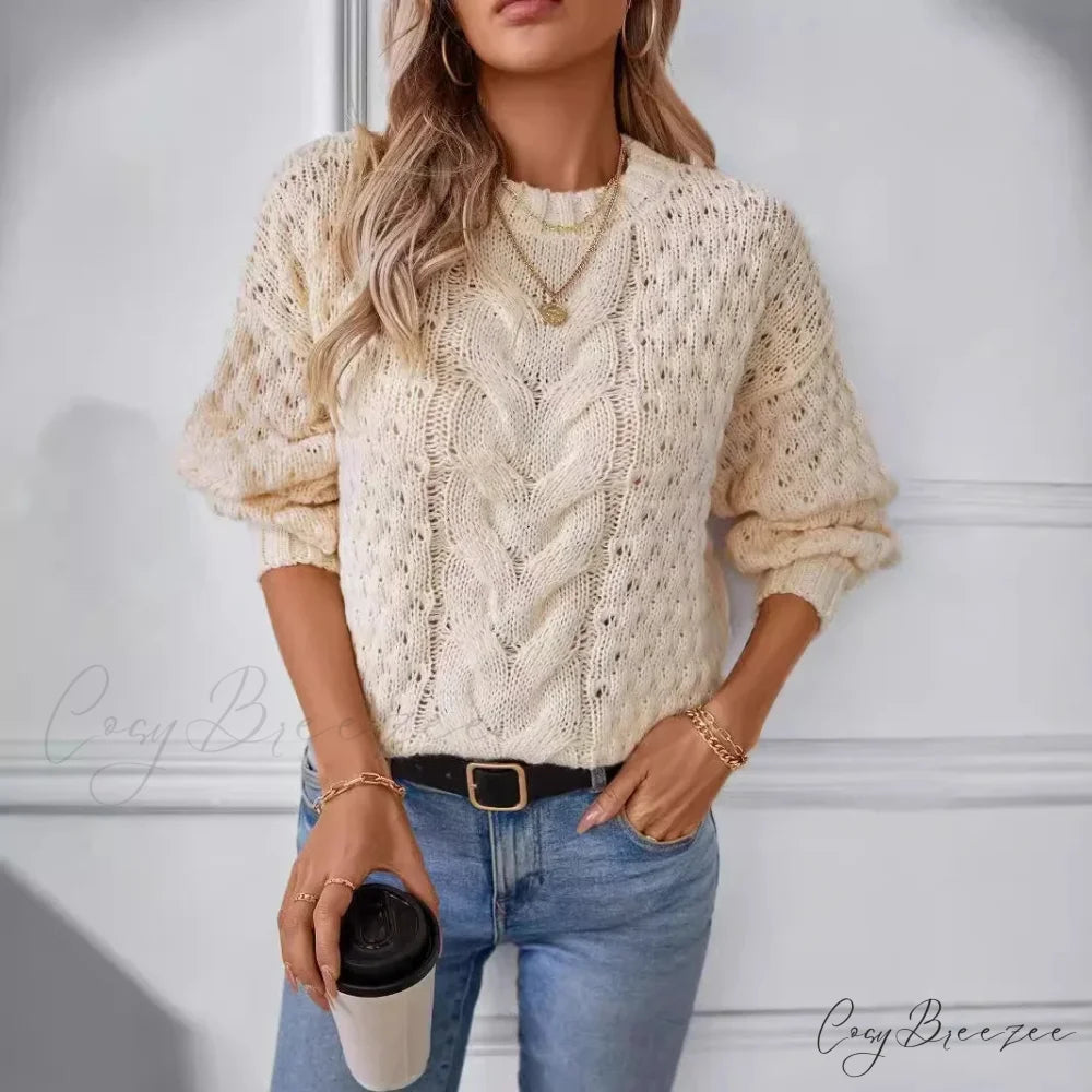 Round Neck Cutout Sweater swraters-241228