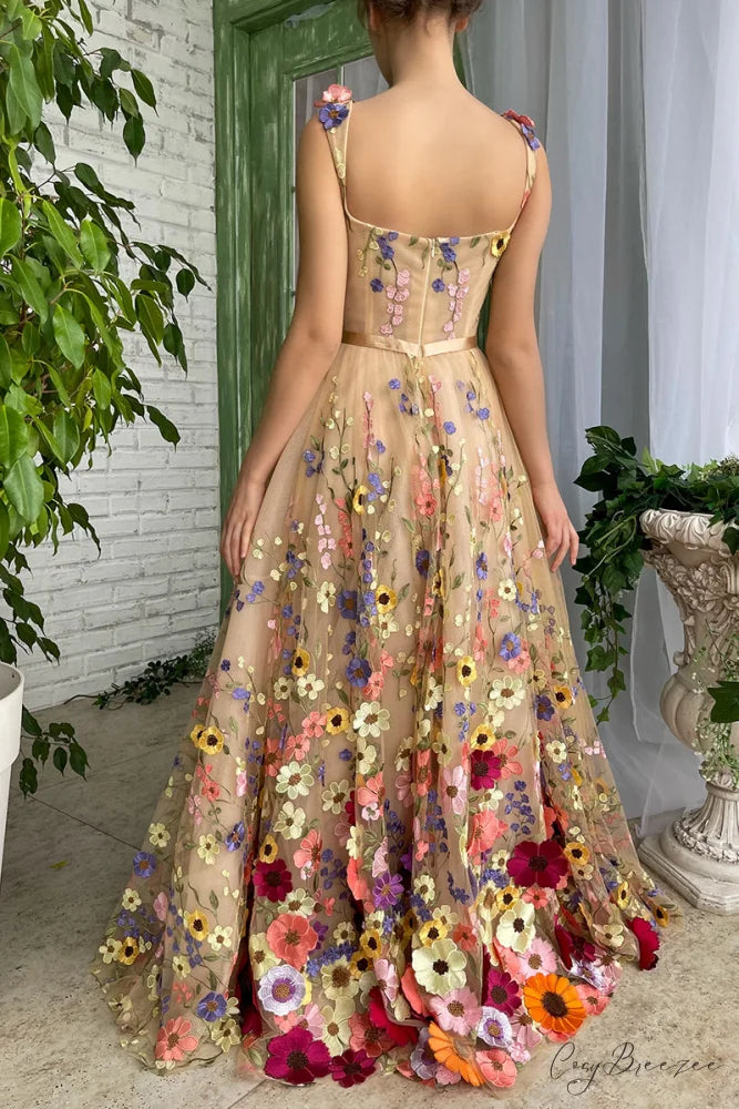 Royal Bloom Graceful Embroidered Maxi Dress