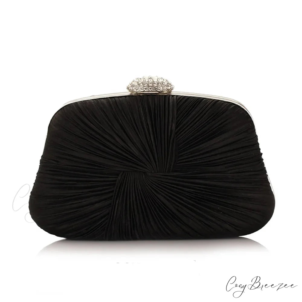 Royal Blue Pleat Pillow Shaped Clutch Bag Wedding Bridal Party Purse Black clutchbag-250126