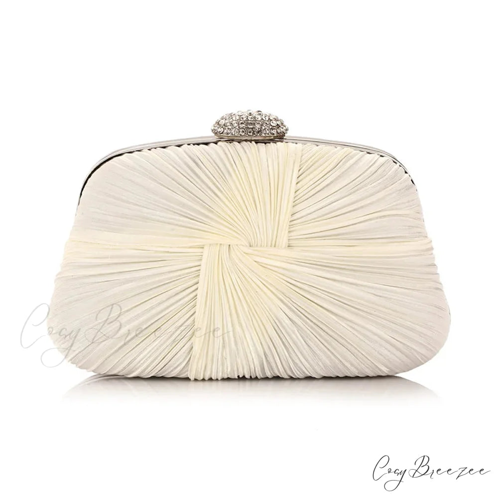 Royal Blue Pleat Pillow Shaped Clutch Bag Wedding Bridal Party Purse off white clutchbag-250126