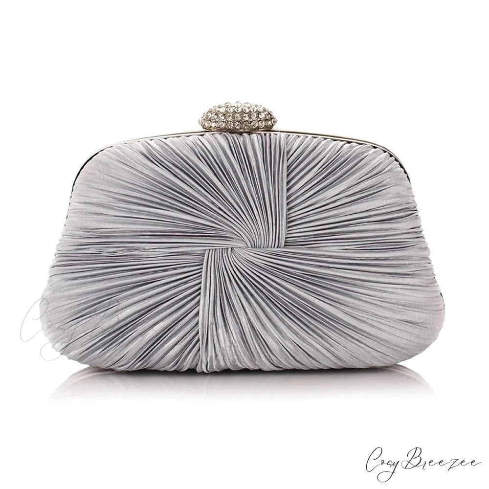 Royal Blue Pleat Pillow Shaped Clutch Bag Wedding Bridal Party Purse silver clutchbag-250126