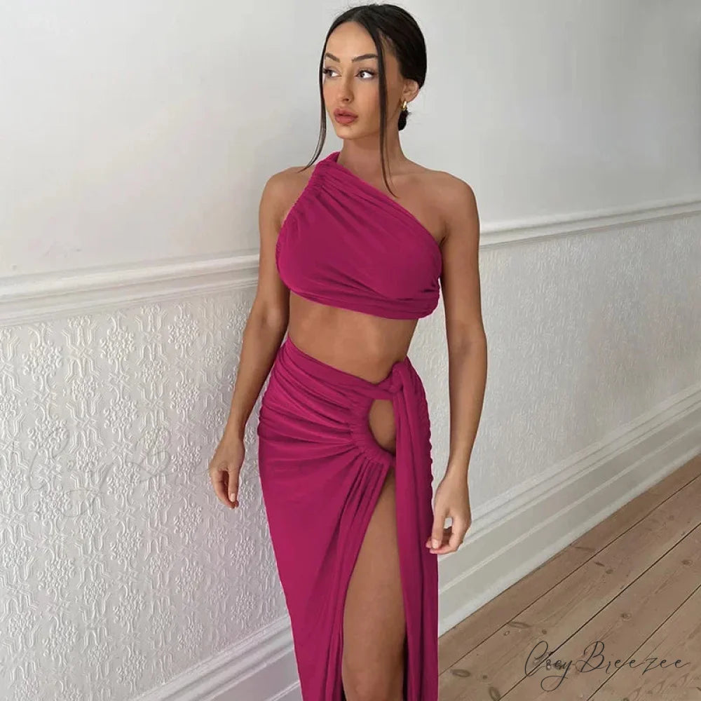 Ruched High Rise Maxi Dress