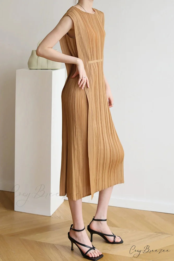 Ruched Lace-Up Midi Dress