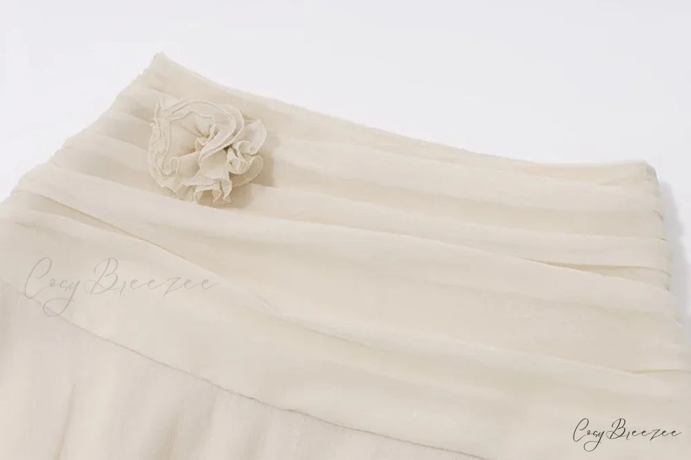 Ruched V-neck Bralette And Graceful Frill Mini Skirt Set