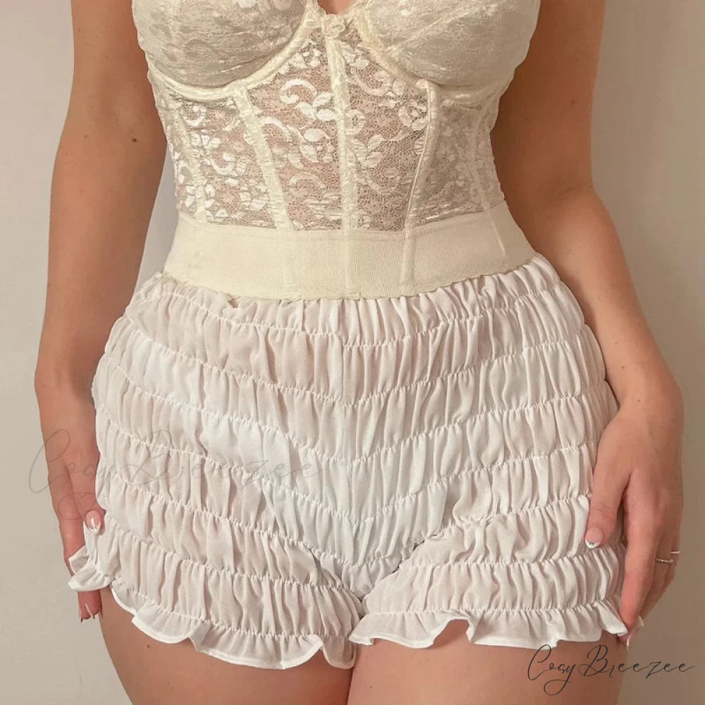 Ruched Wrap Bodycon Micro Shorts WHITE / S short-250223