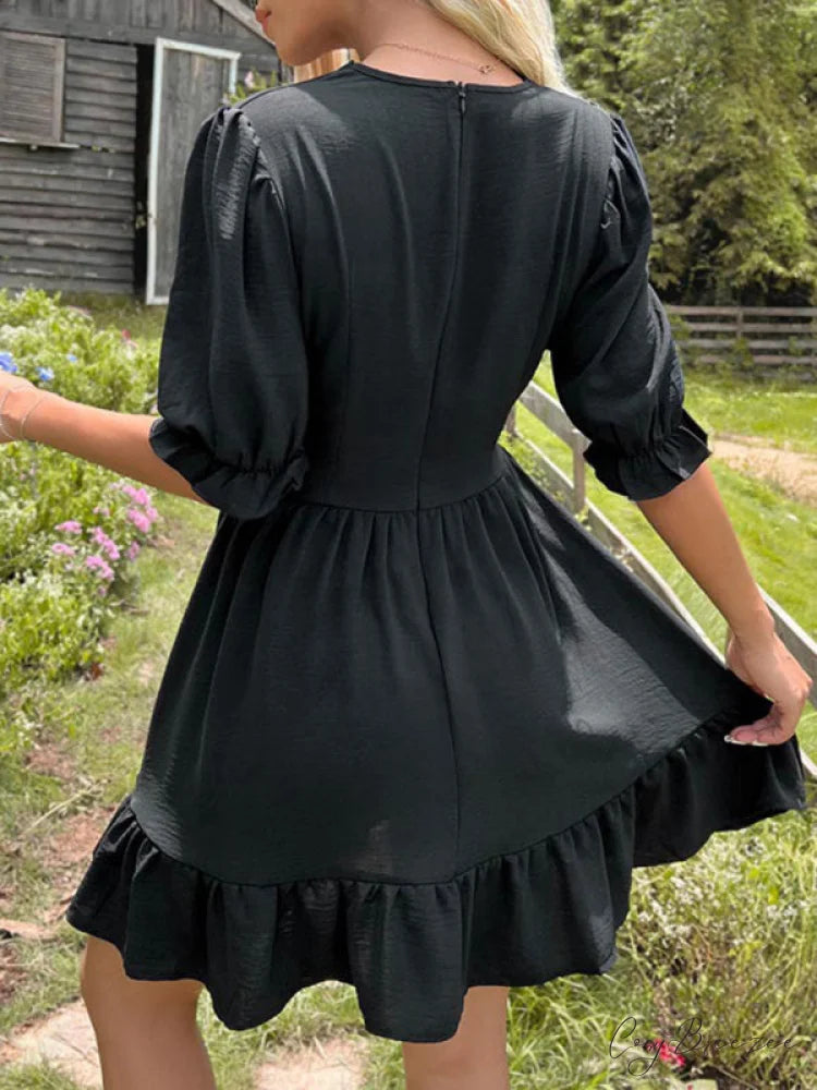 Ruffle Gown Slim Fit for Solid Skirt Color Women