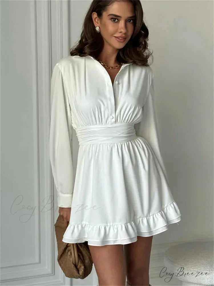 Ruffled Bandage Lace-Up Mini Gown minidress-250223