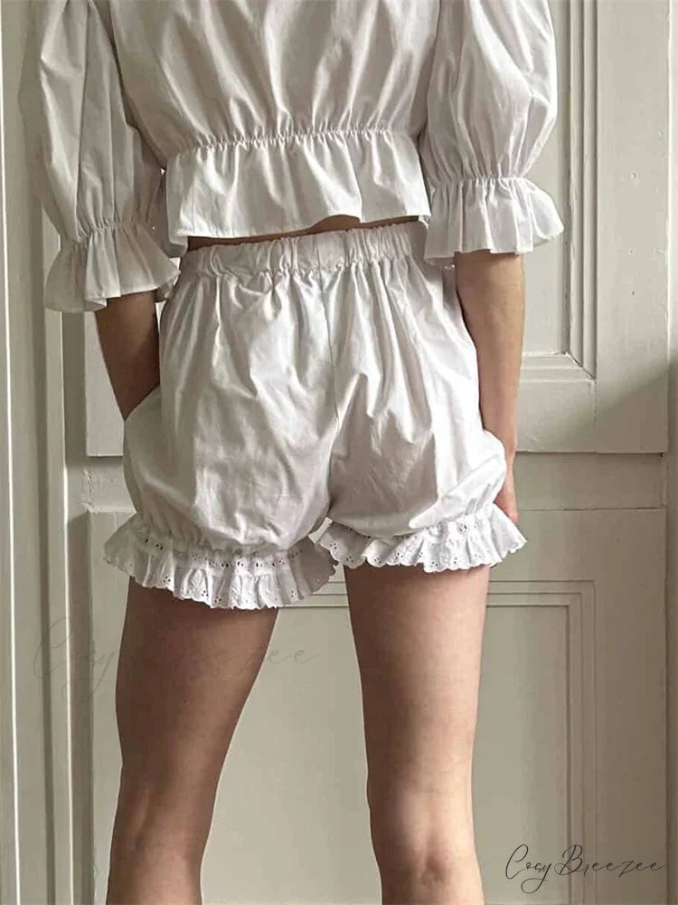 Ruffled Bubble Lounge Shorts short-250223