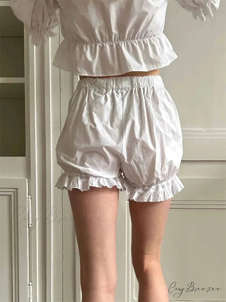 Ruffled Bubble Lounge Shorts short-250223