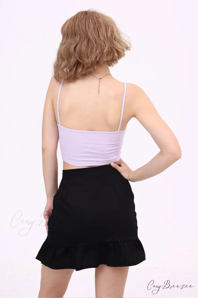 Ruffled Folded Skirt Black / XL