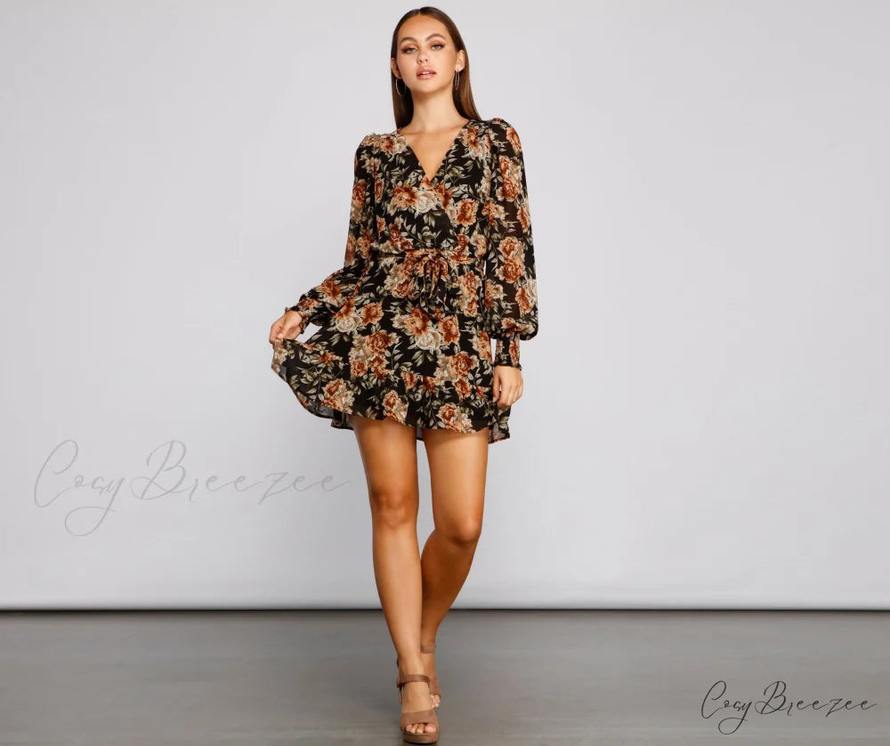 Ruffled Romance Stylish Floral Skater Dress