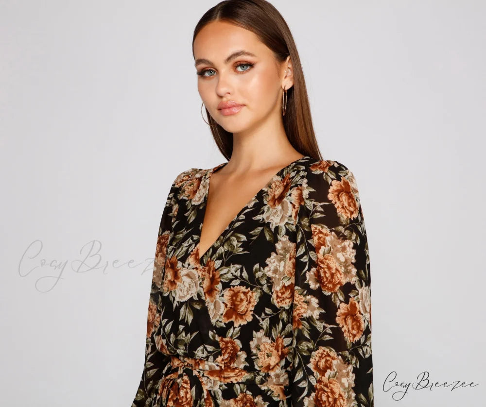 Ruffled Romance Stylish Floral Skater Dress