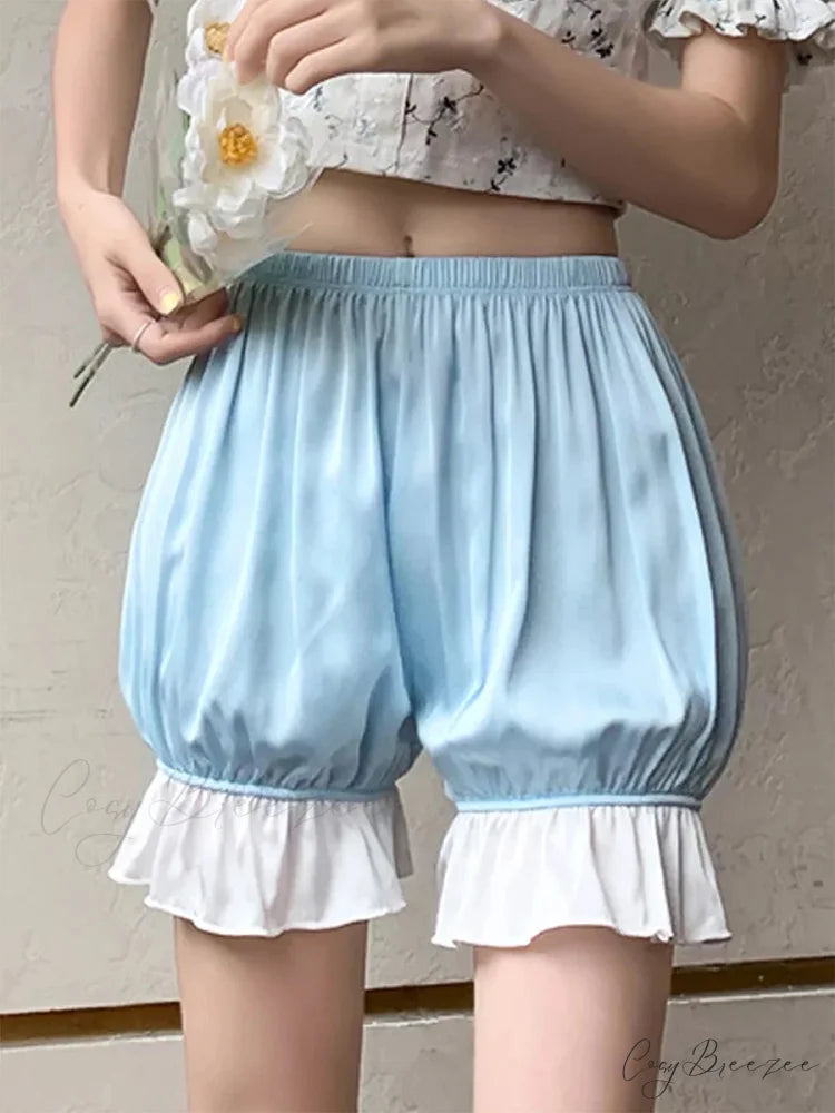Ruffled Satin Lolita Bloomer Shorts short-250223