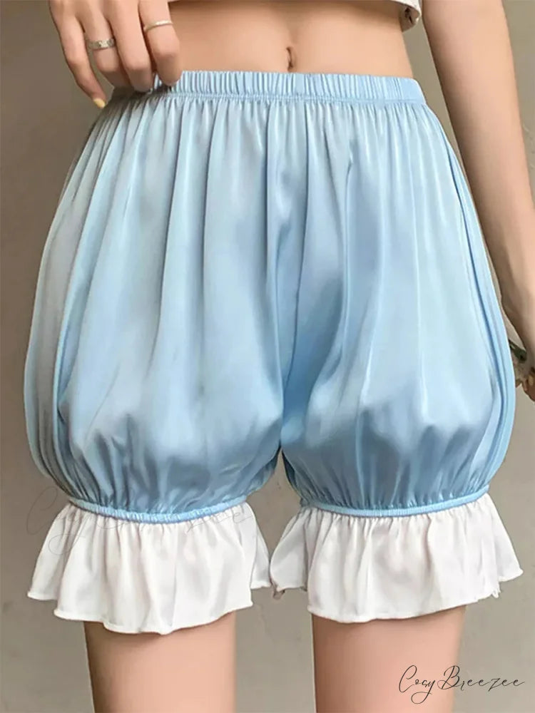 Ruffled Satin Lolita Bloomer Shorts SKY BLUE / S short-250223