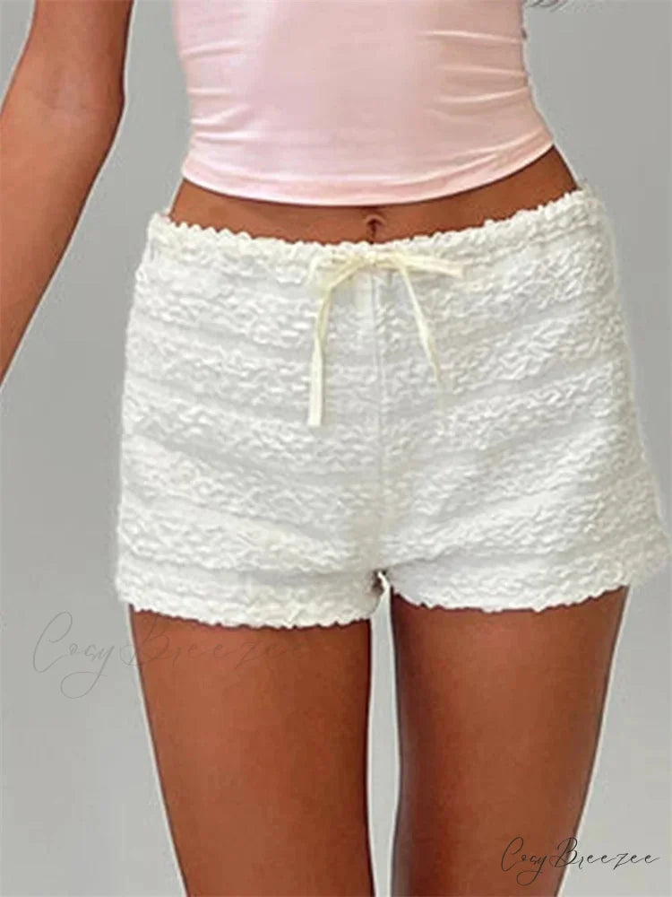 Ruffled Tie-Up Elastic Waist Shorts short-250223