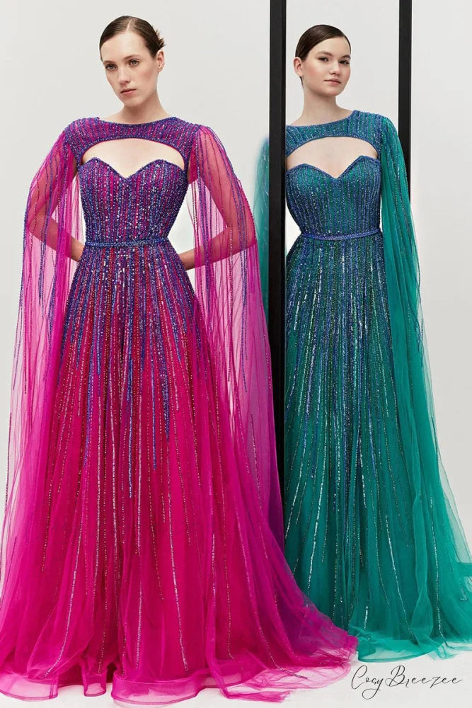Runway Evening Graceful Beaded Maxi Dress