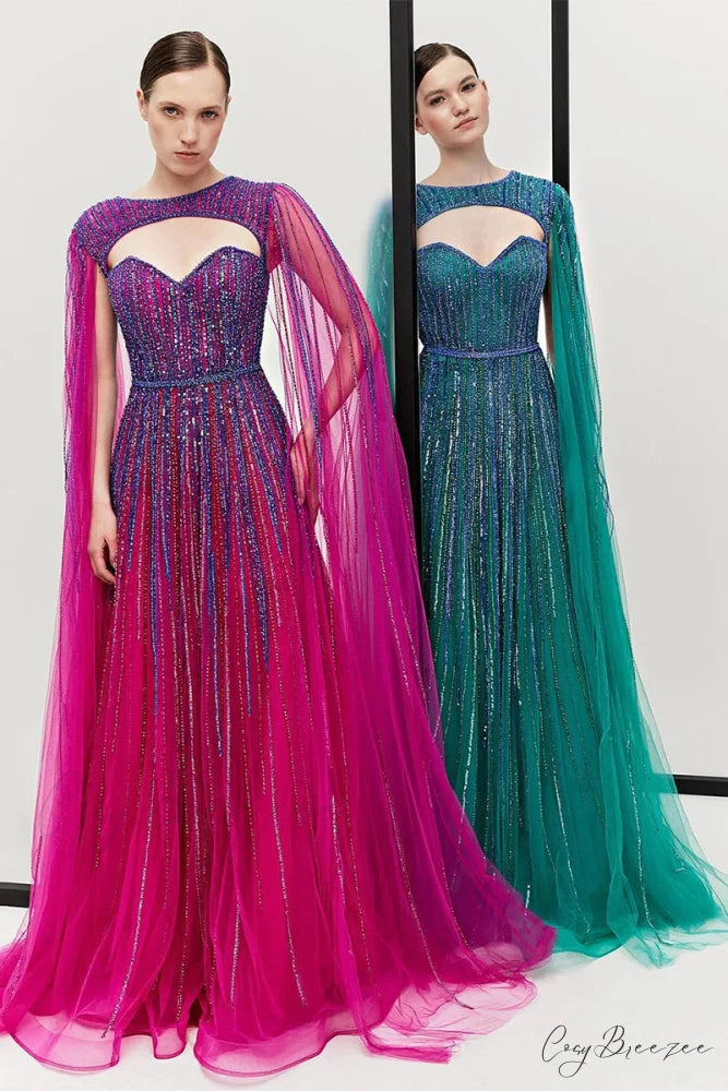 Runway Evening Graceful Beaded Maxi Dress
