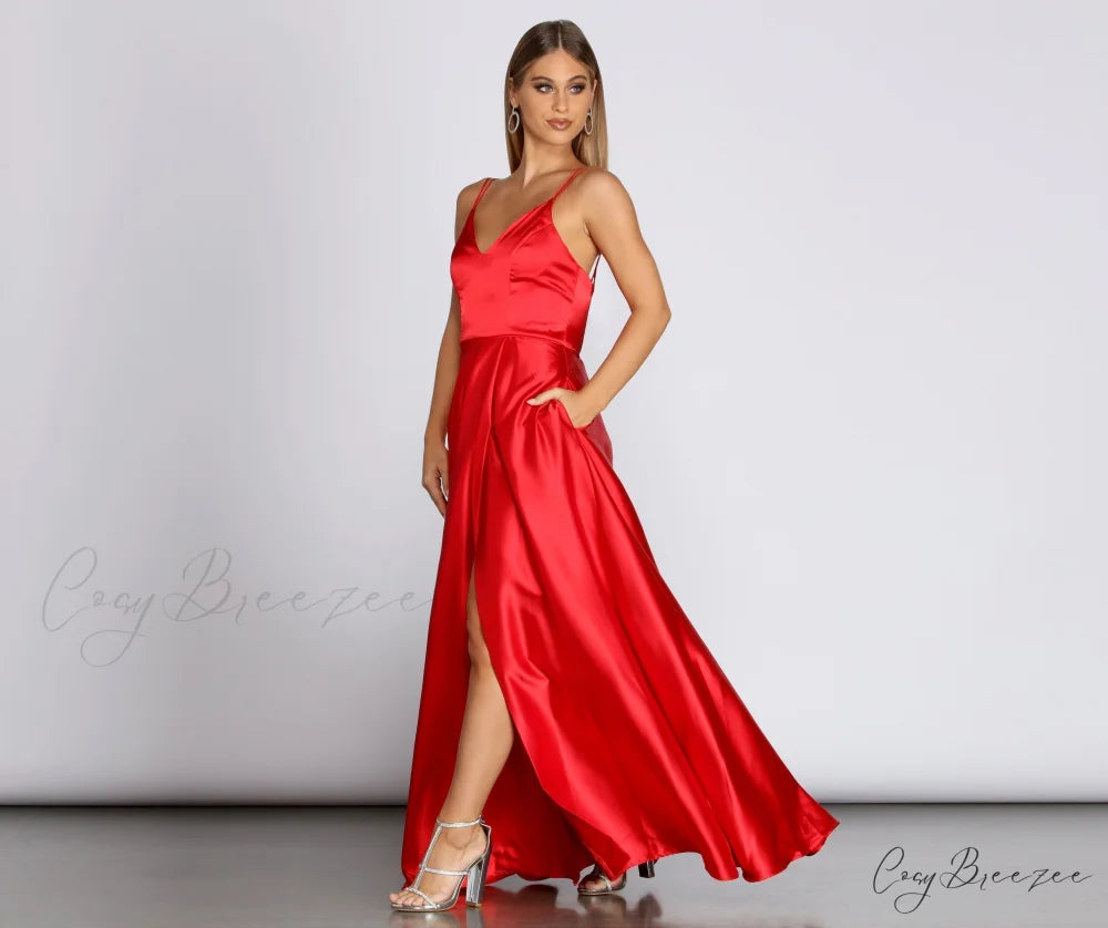 Ryder Satin Stylish A-Line Gown